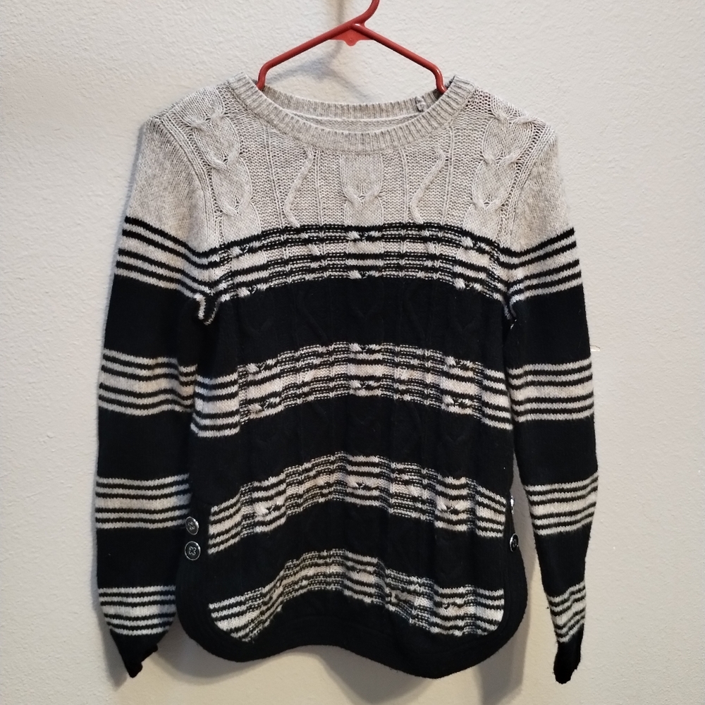 Oatmeal & Black Soft Knit Sweater